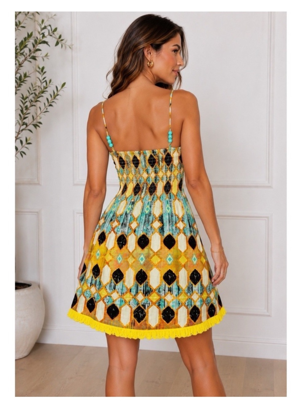Christian Lacroix Stained Glass Linen Blend Fringe Dress Size Large - Picture 4 of 14